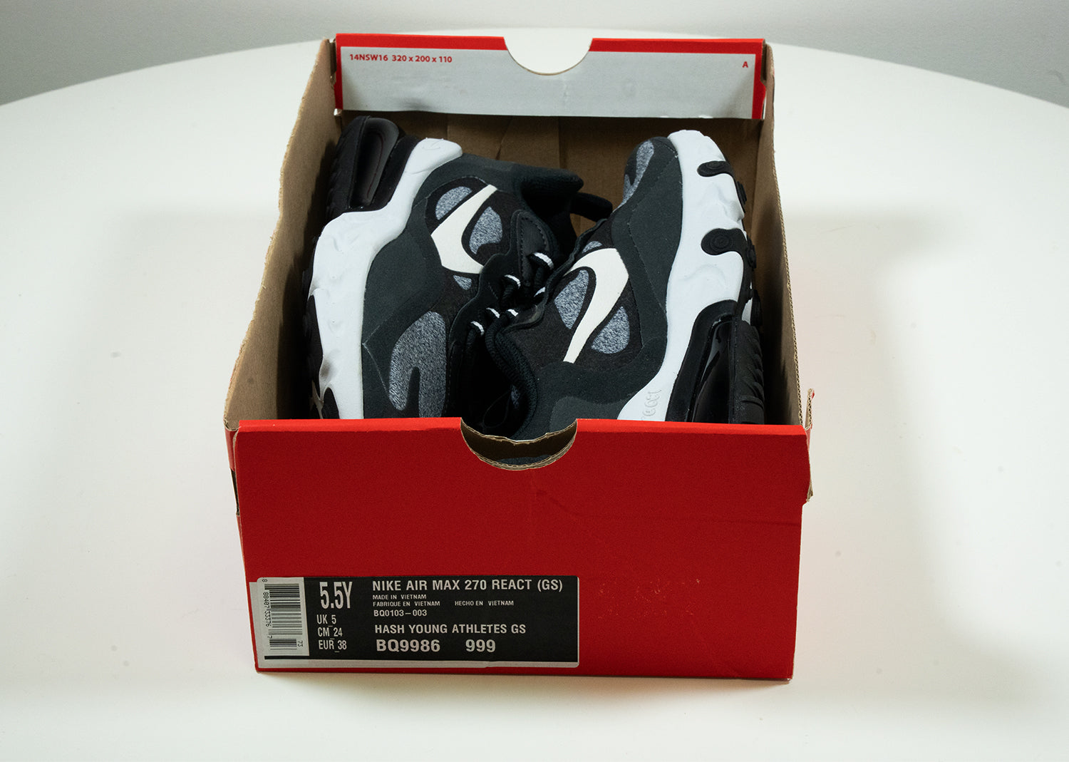 Tweede kans - Nike air jordan spizike black cool grey bt toddler 2014 sz 4c 270 React Zwart Vast Grijs (GS) - 38 | NIEUW