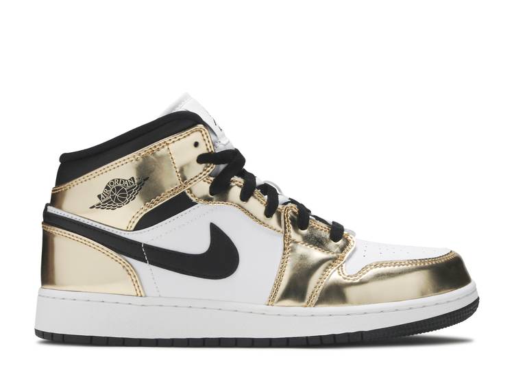 Air Jordan 1 Mid Metallic Gold Black White (GS) (2020)