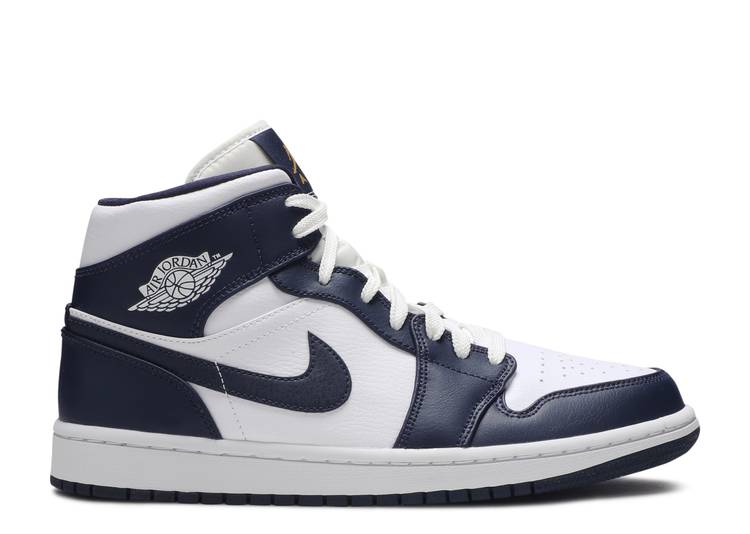 Jordan 1 Mid White Metallic Gold Obsidian