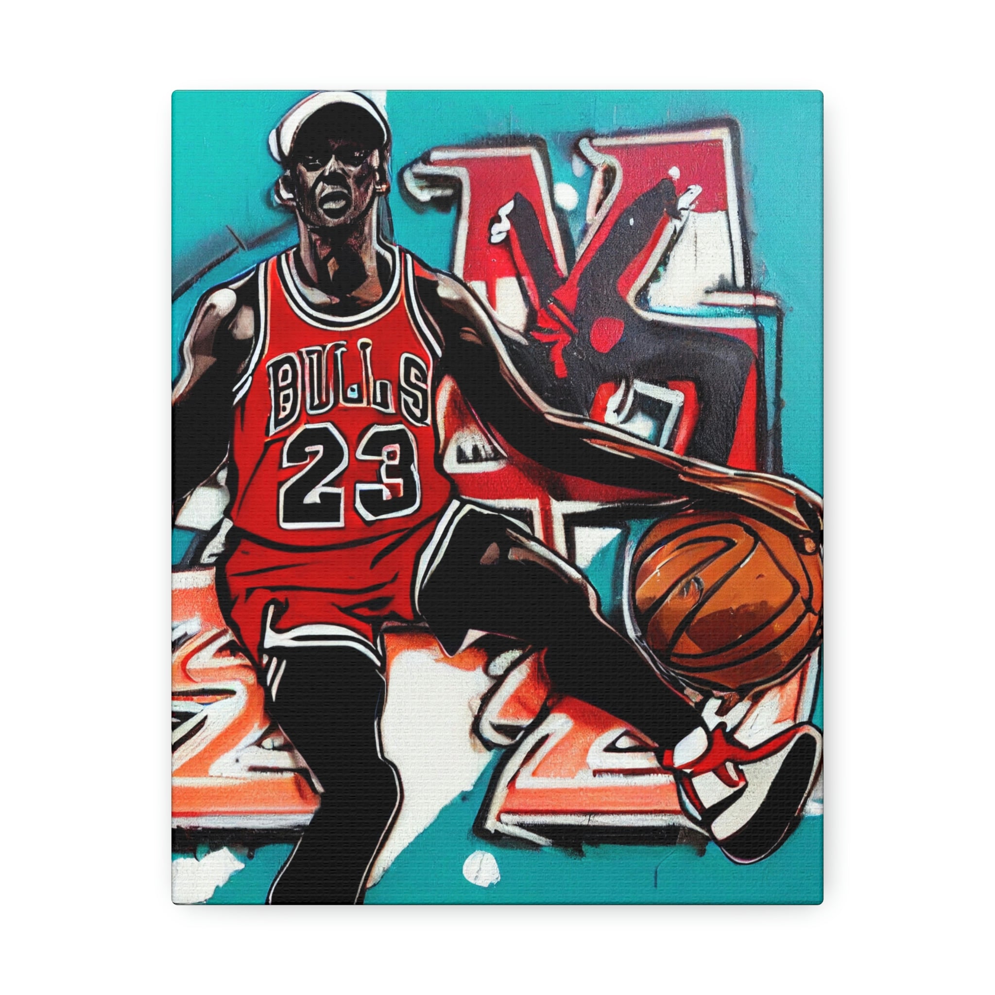 Michael J. Basketbal spelen canvas popart - kunst aan de muur - door de kicks Don