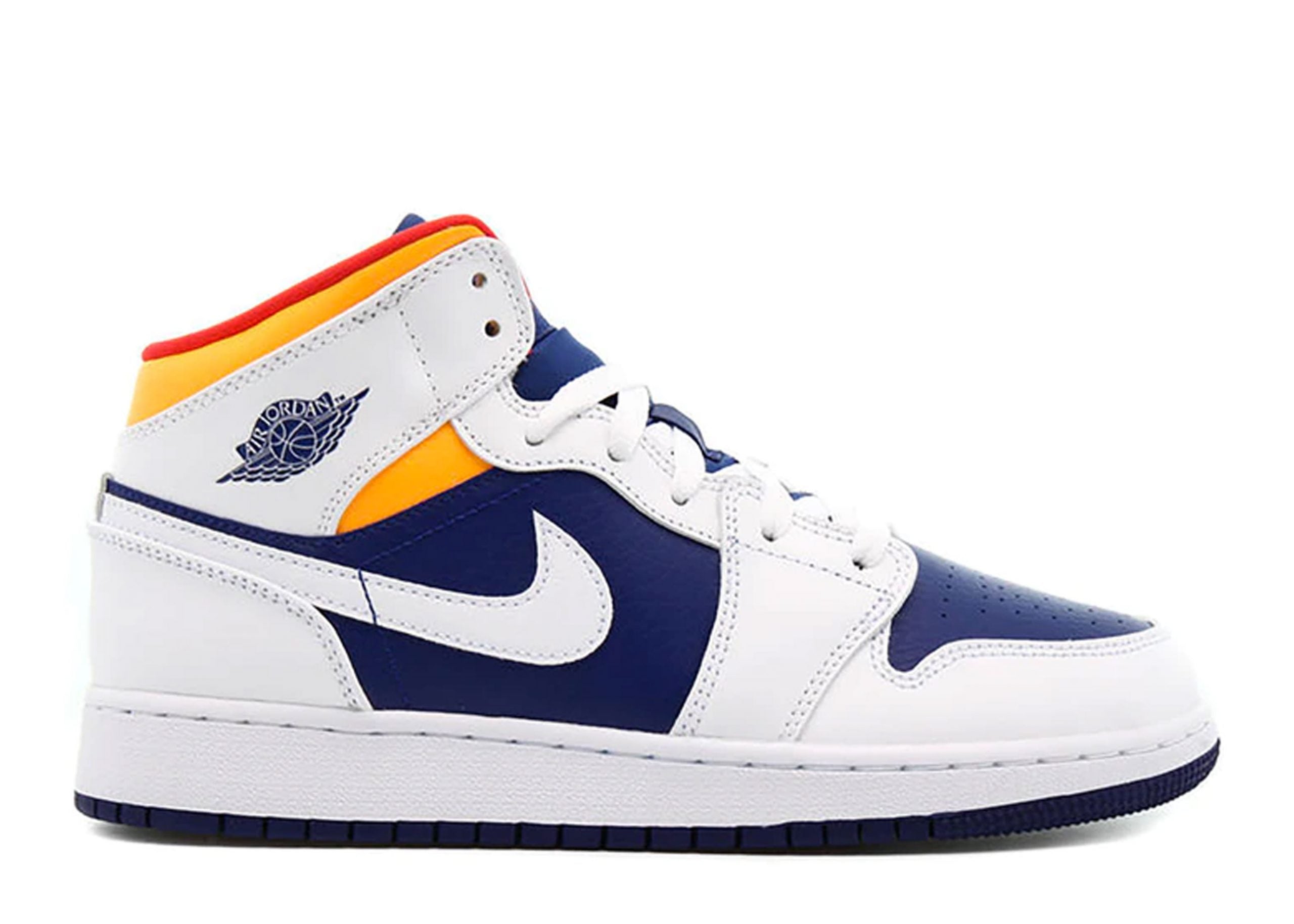 Air Jordan 1 Mid Blanc Laser Orange Bleu Royal Profond (GS)