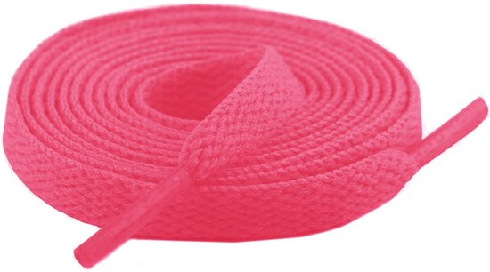 Flat Shoelaces 8mm - Bright Pink/Neon Pink