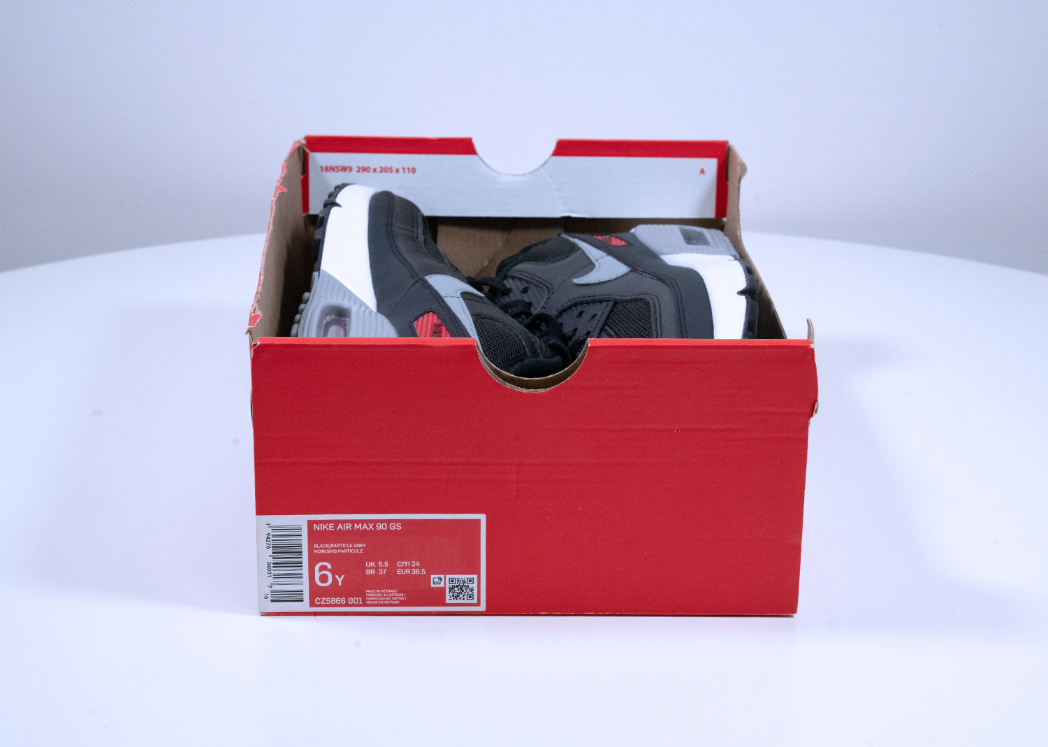 Second Chance - Nike Air Max 90 Black Particle Grey (GS) - 38.5 | NEW