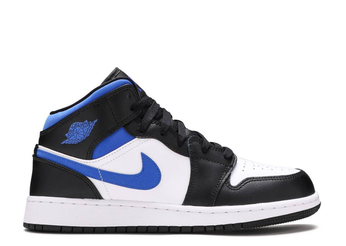 Air Jordan 1 Mid Blanc Noir Royal Racer Bleu (GS)