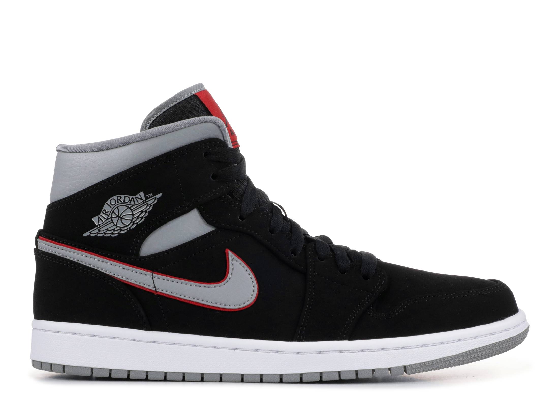 Air Jordan 1 Mid Black Particle Grey Gym Red