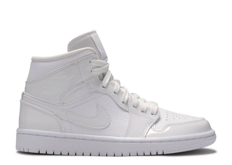 Air Jordan 1 Mid Triple White Patent Swoosh (W)