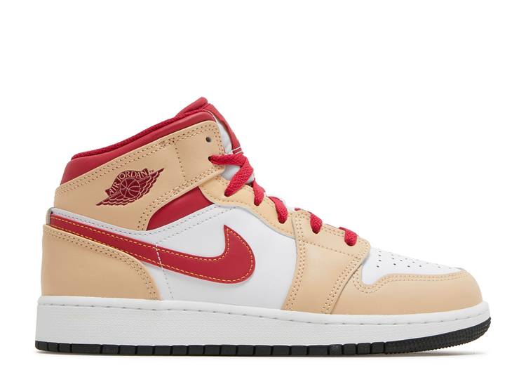 Air Jordan 1 Mid Light Curry Cardinal (GS)