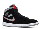 Air Jordan 1 Mid Black Particle Grey Gym Red