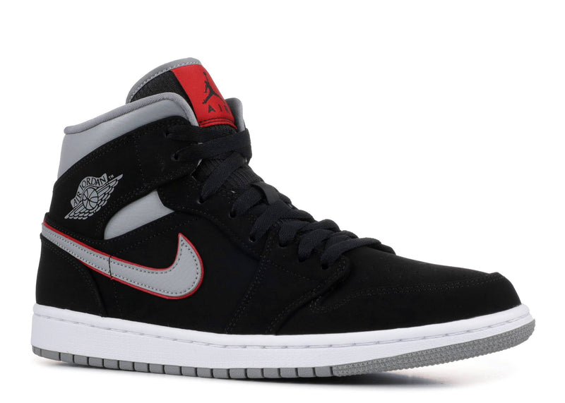 Air Jordan 1 Mid Black Particle Grey Gym Red