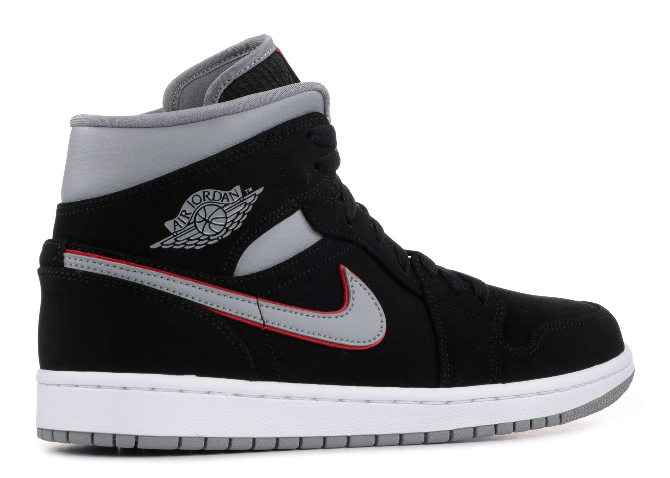 Air Jordan 1 Mid Black Particle Grey Gym Red