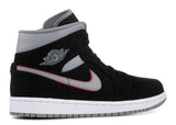 Air Jordan 1 Mid Black Particle Grey Gym Red