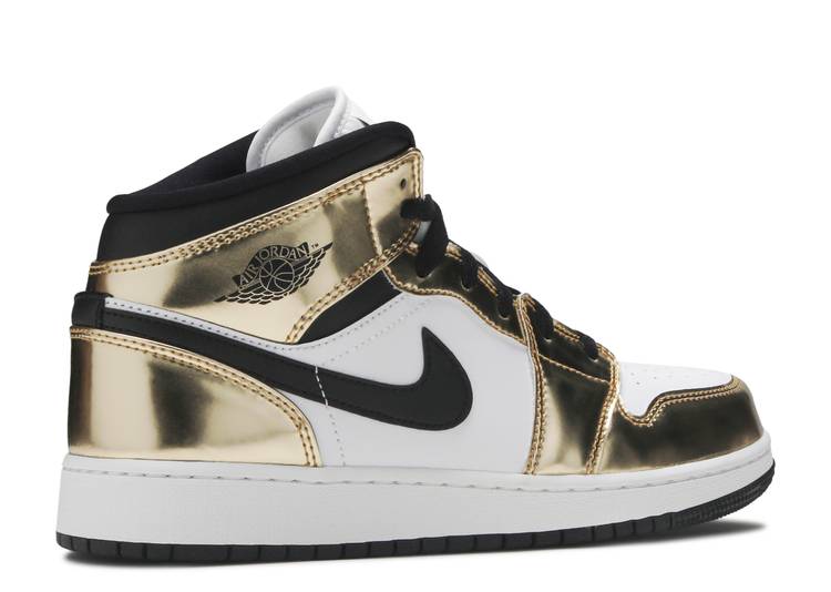 Air Jordan 1 Mid Metallic Gold Black White (GS) (2020)