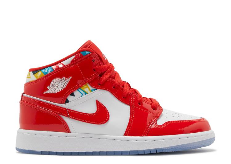 Air Jordan 1 Mid Barcelona Sweater Red Patent (GS)